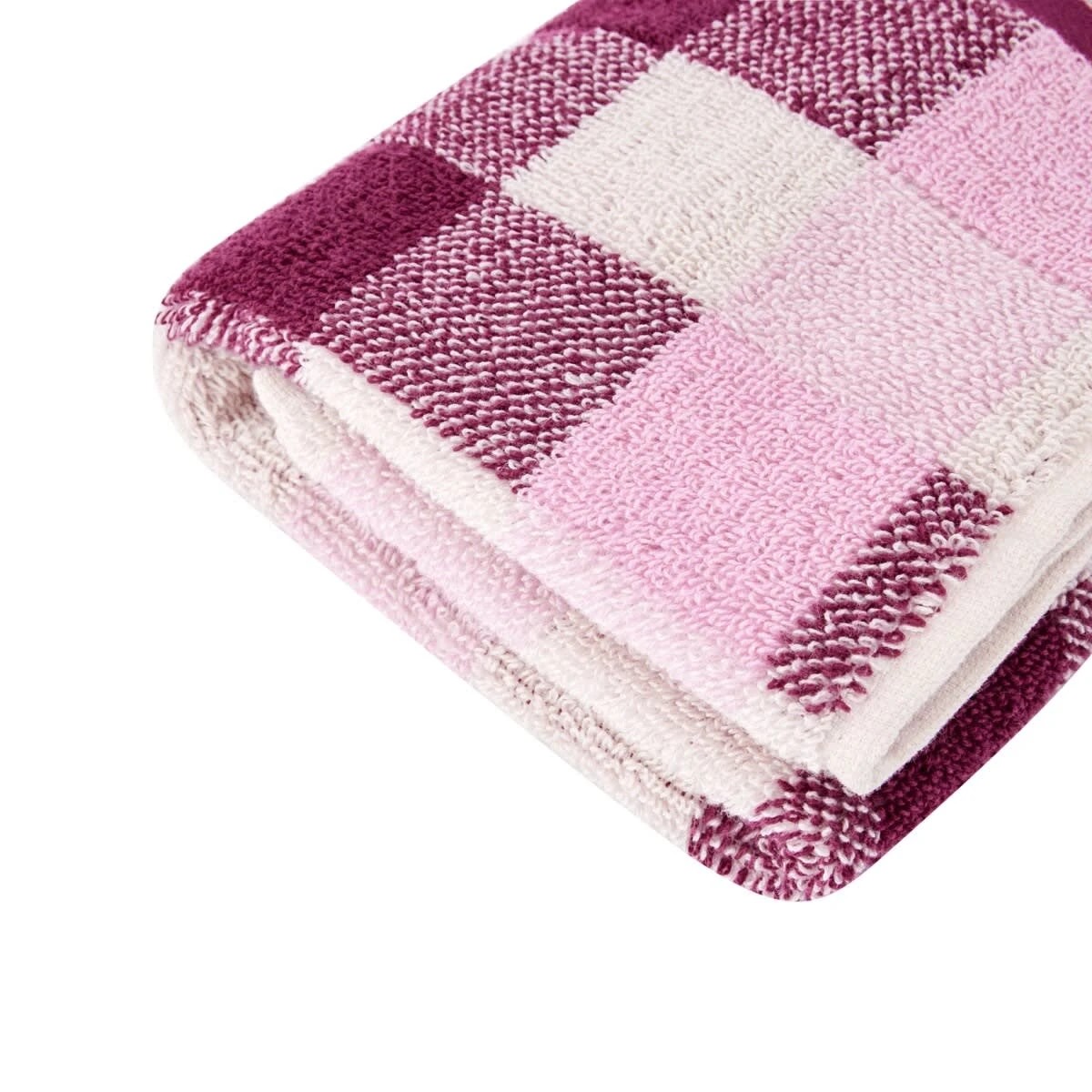 4 Cotton Check Hand Towel - Pink, 4 of 5