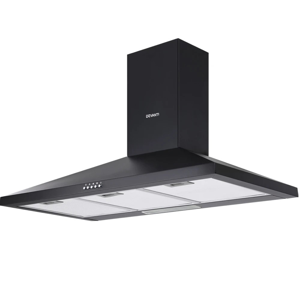 1 Devanti 900mm Range Hood 90cm Rangehood - Black, 1 of 9