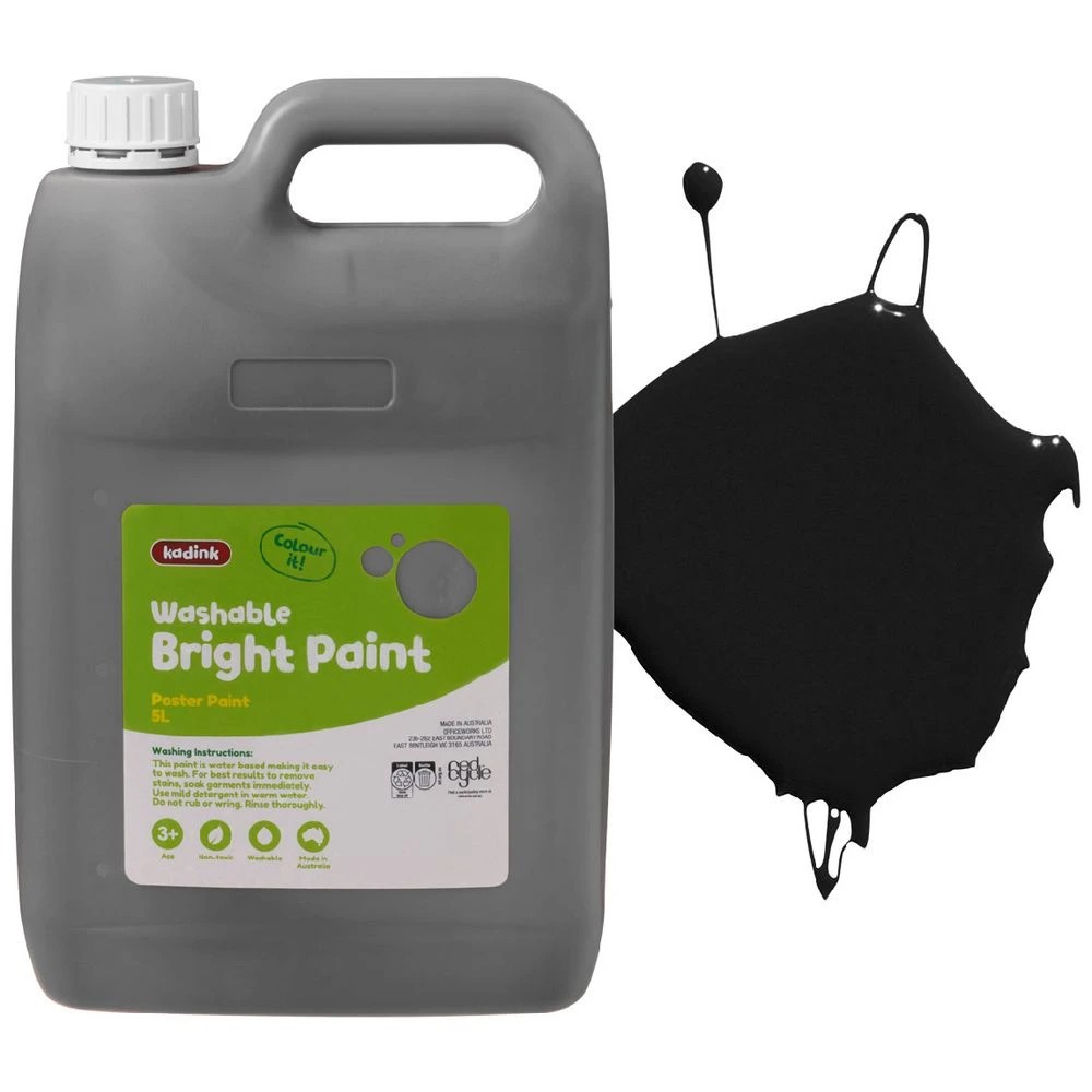 1 Kadink Washable Bright Poster Paint 5L Black, 1 of 2