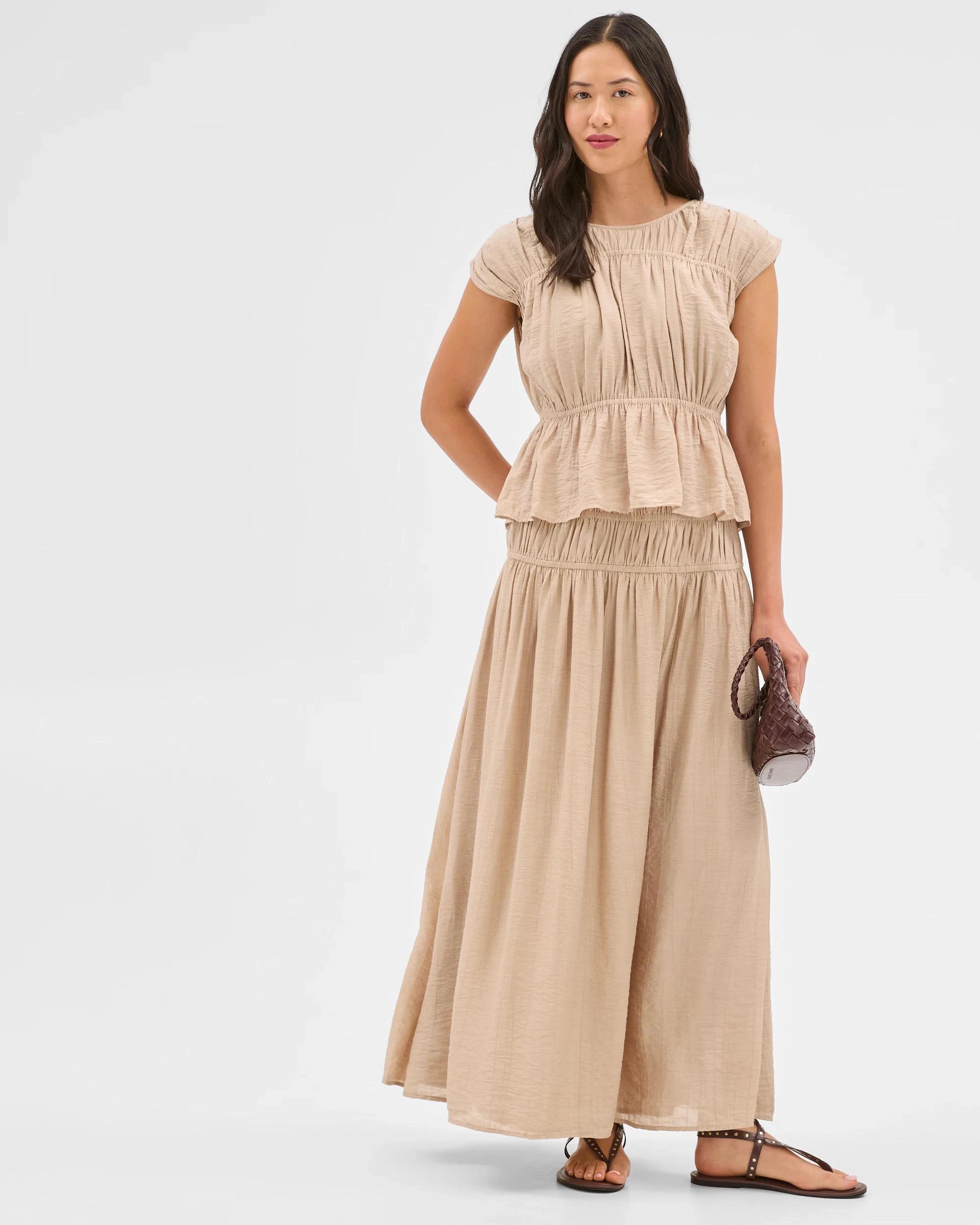 1 Crinkle Maxi Skirt - Preview BEIGE, 1 of 6