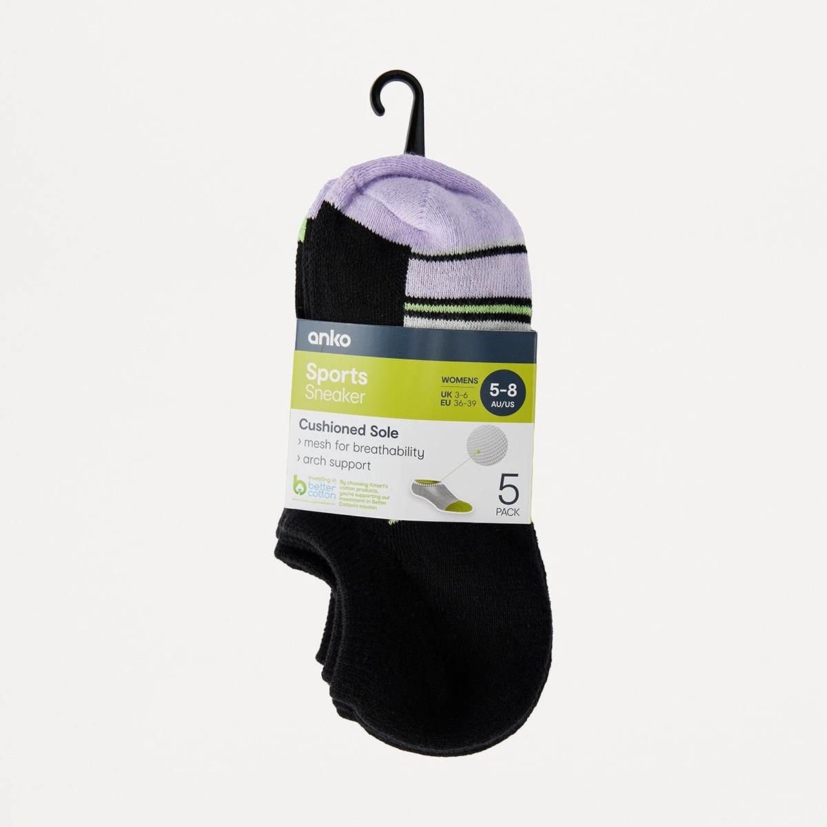 3 5 Pack Terry Sneaker Socks VARIGATED STRIPE PASTEL LILAC, 3 of 3