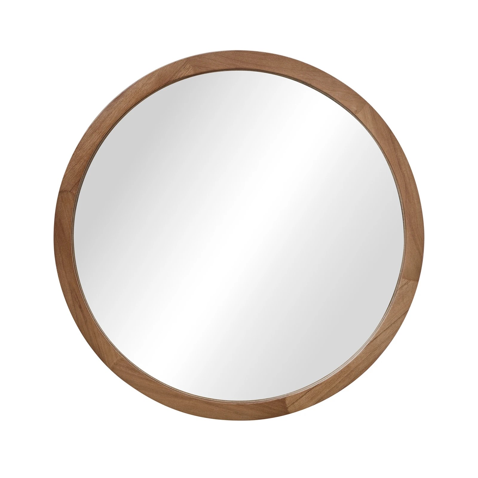 4 Oikiture Wall Mirrors 80cm Round Makeup Mirror Vanity Home Decor Frame - Brown, 4 of 7