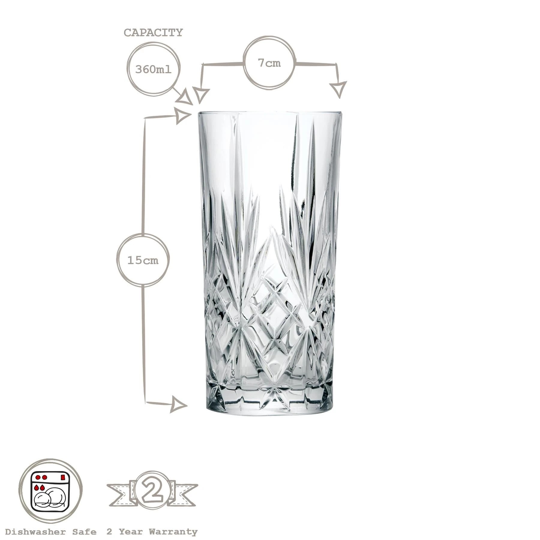 3 RCR Crystal Melodia Highball Glasses - 360ml - Pack of 6 - Clear, 3 of 7