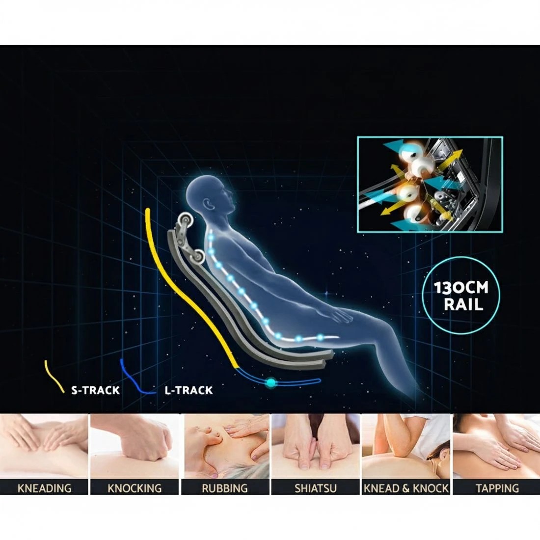 6 Livemor 4D Massage Chair Recliner - Full Body SL-Track Zero Gravity - Multi, 6 of 6