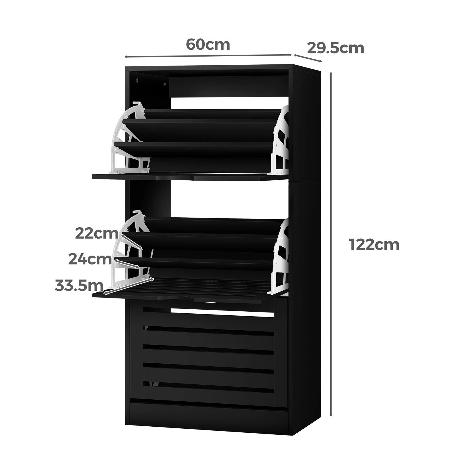 7 Alfordson 2x Shoe Cabinet Organiser Storage Rack Flip Drawers - Black, 7 of 10