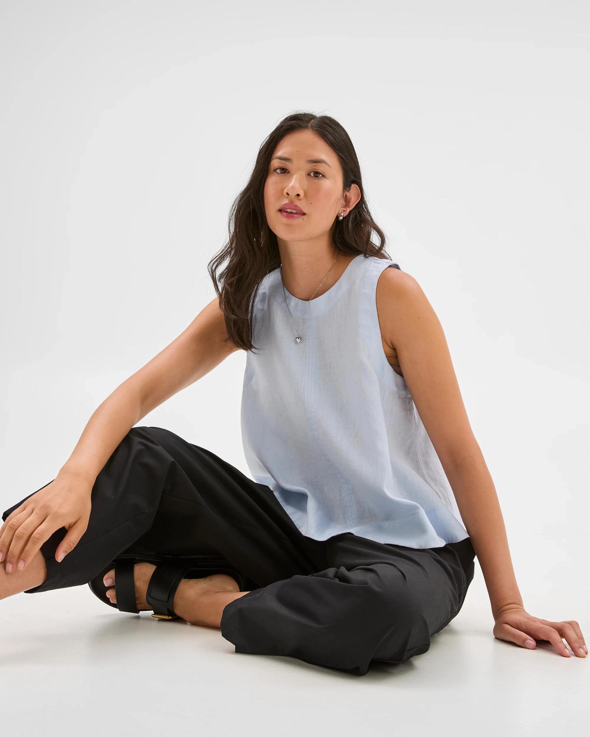 5 Target European Linen Tank Top SUMMER BLUE, 5 of 6