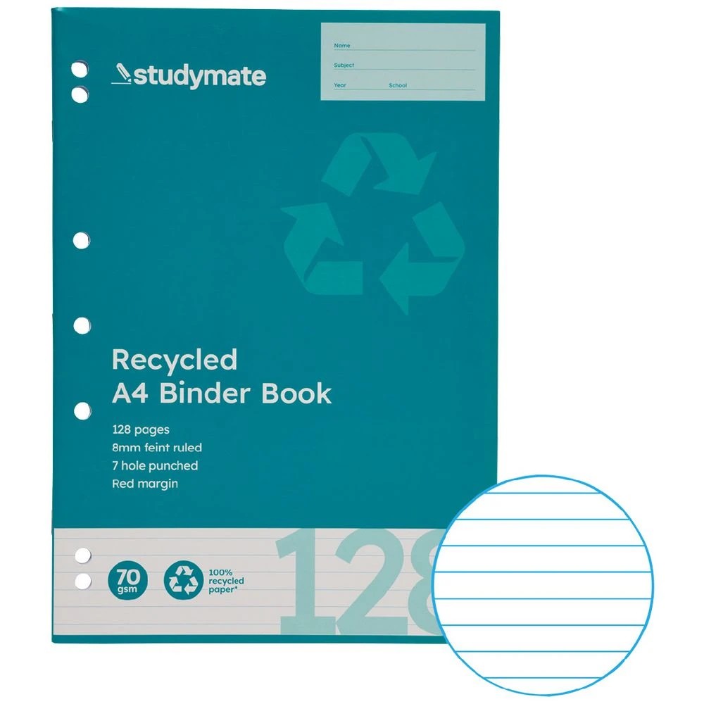 1 Studymate A4 70gsm 8mm Ruled Binder Book 128 Page, 1 of 3