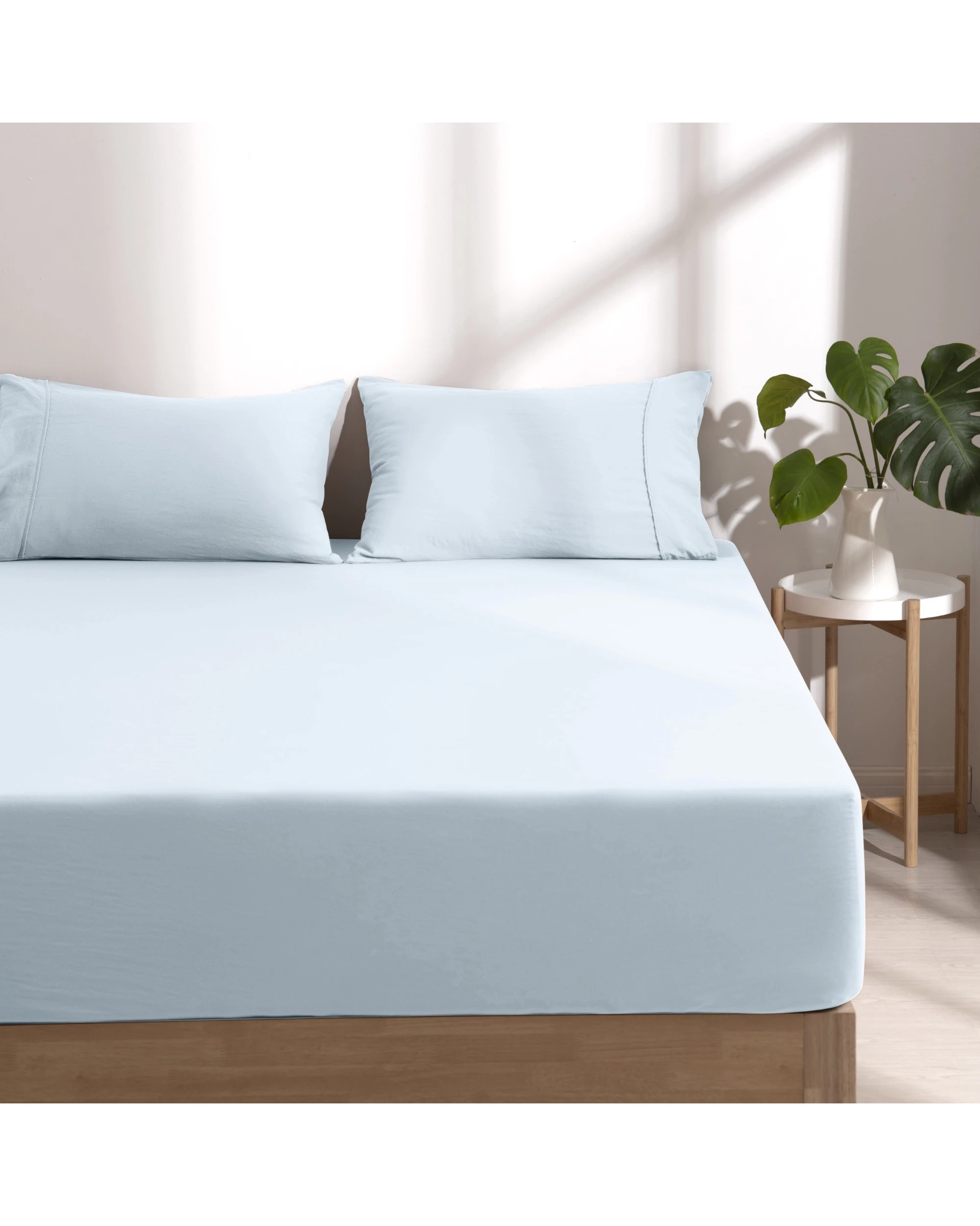 2 Dreamaker Superfine Washed Microfibre Combo Fitted Sheet Set - Queen Bed - Ice Blue, 2 of 8