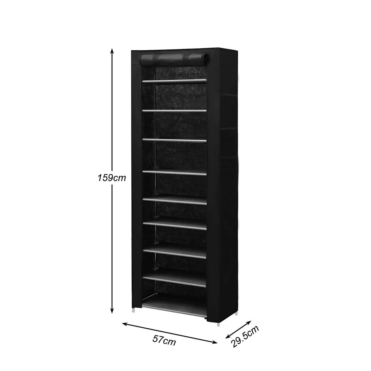 3 Ausway 9 Tier Shoe Rack Cabinet Footwear Storage Organiser Vertical Wardrobe Tall Stackable Shelves Stand, 3 of 4
