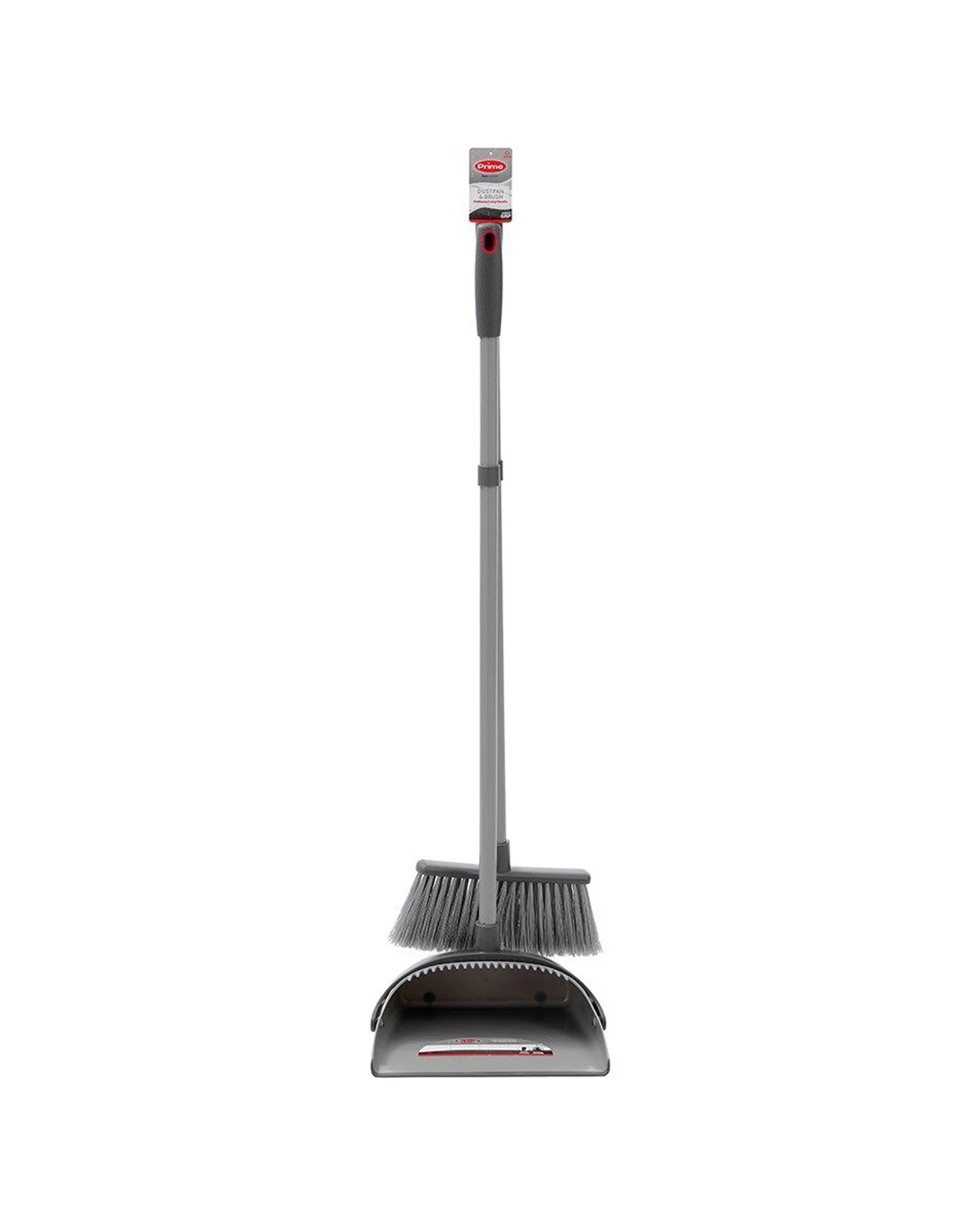 1 Boxsweden Prime Foldaway Long Handle Dustpan And Brush Freestanding 85cm - Grey, 1 of 5