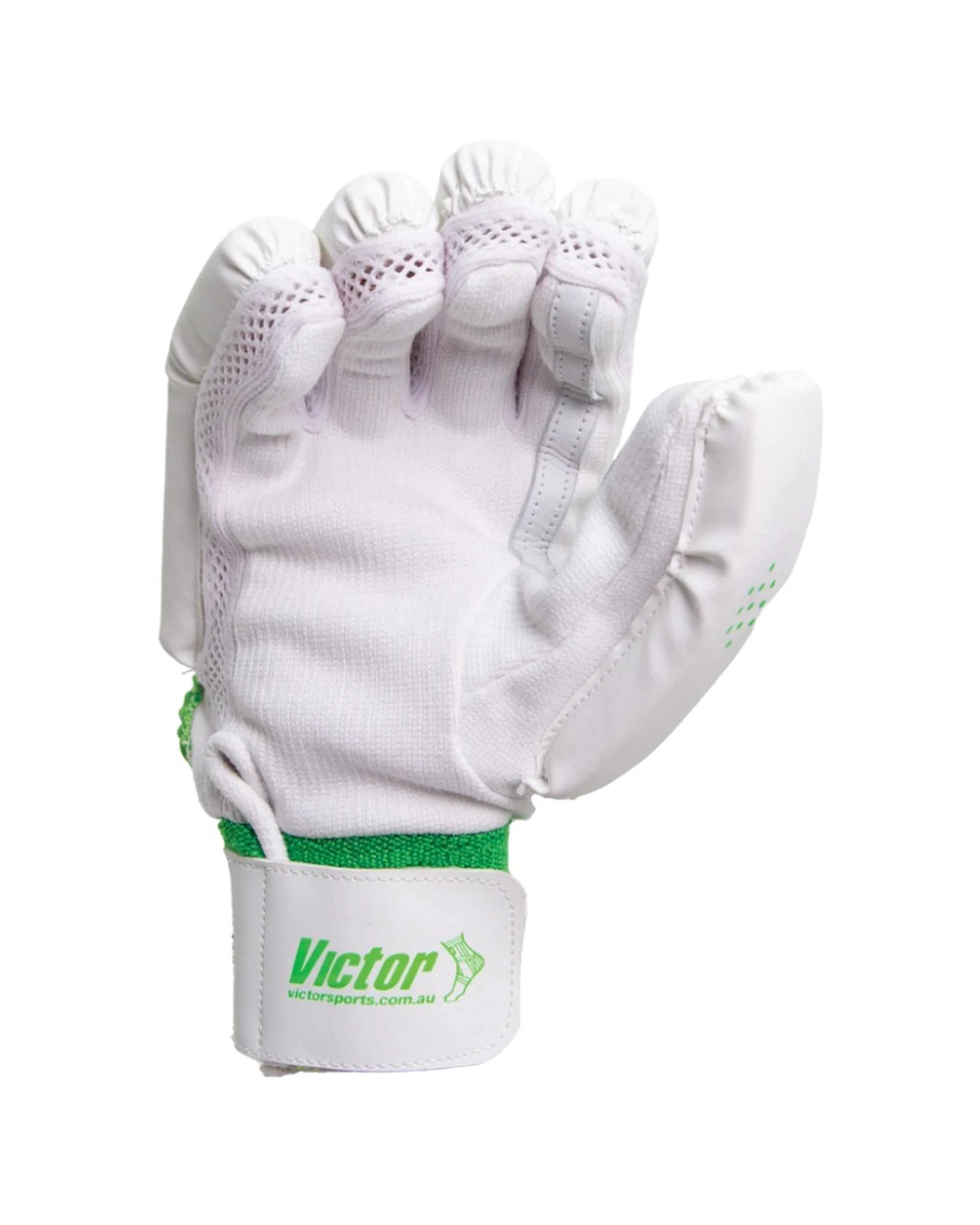 5 Victor Sports Cricket Batting Gloves Academy PVC Foam Junior Left Hand - Green, 5 of 7