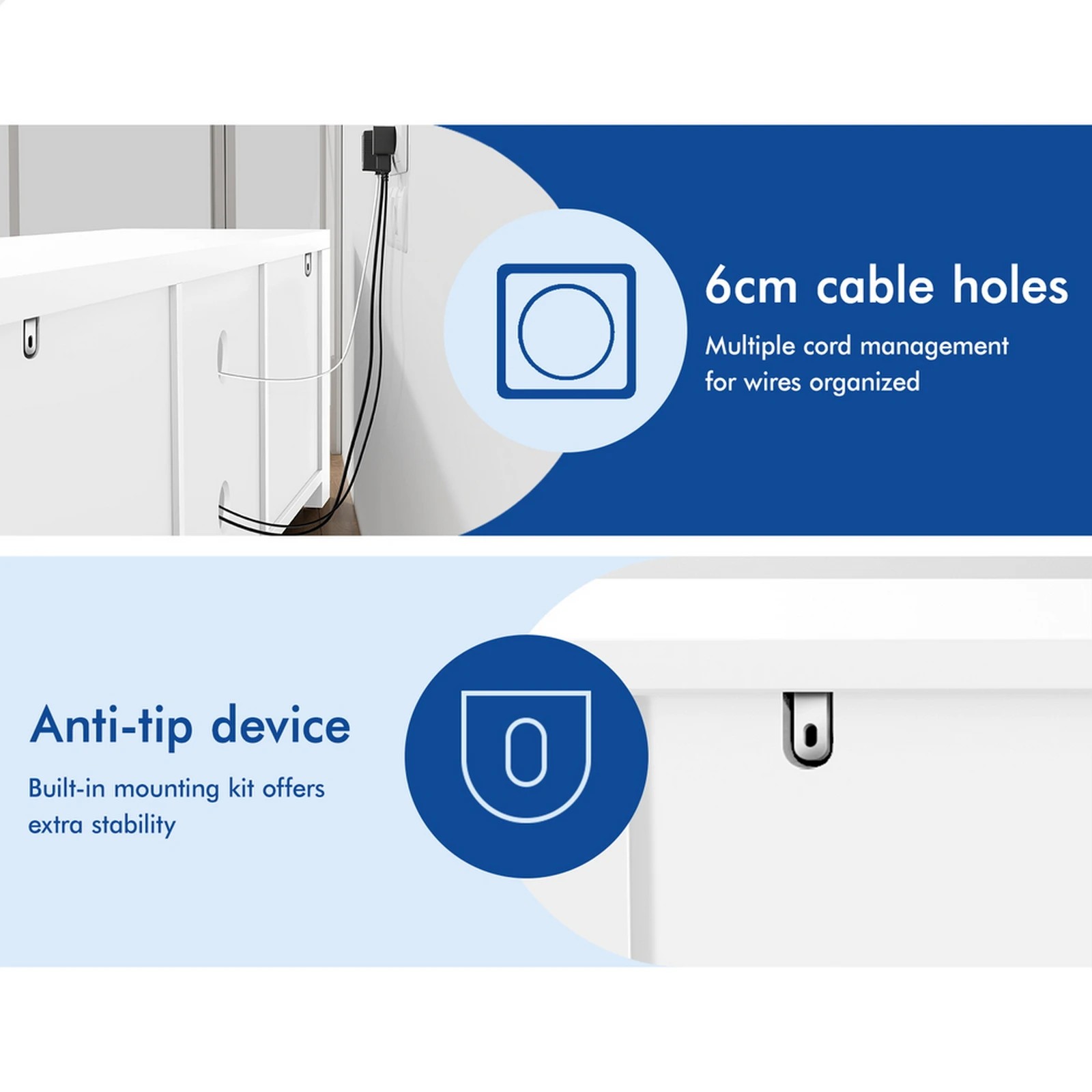 7 Alfordson TV Cabinet Entertainment Unit Stand Storage Shelf 160cm - White, 7 of 10