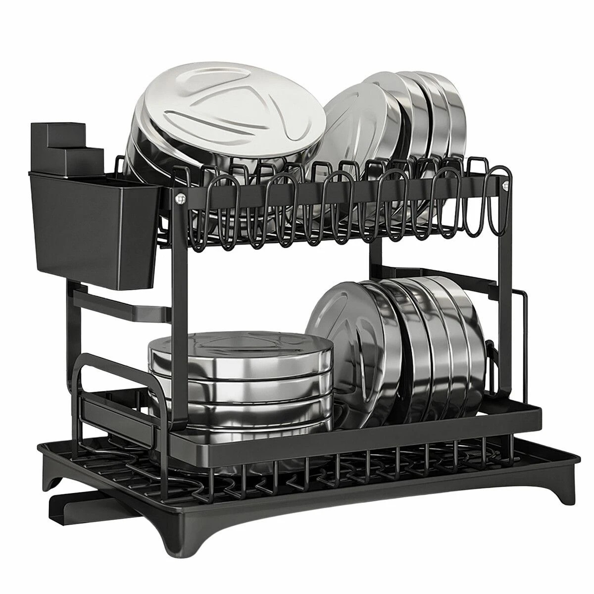 2 Ausway Dish Drying Rack 2 Tier Plate Drainer Cutlery Holder, 2 of 2