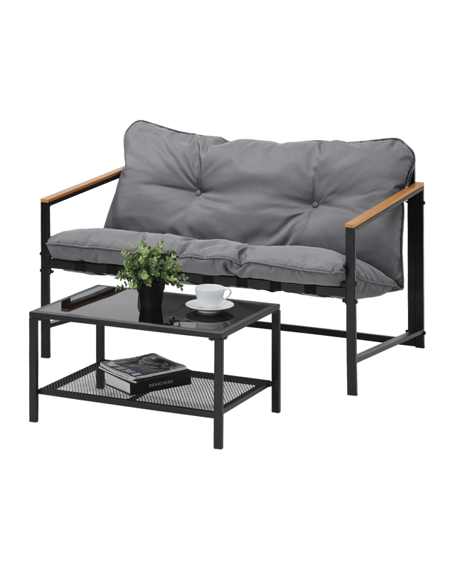 Livsip 2 Piece Outdoor Patio Sofa Set Garden Lounge Setting Furniture
 - M