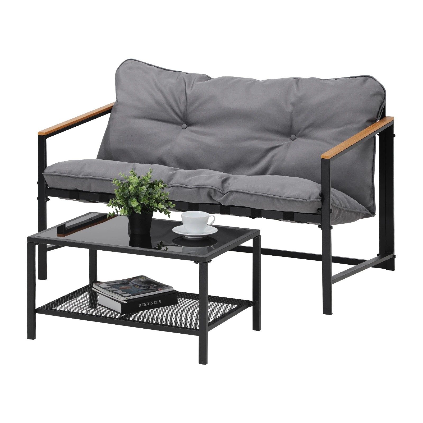 1 Livsip 2 Piece Outdoor Patio Sofa Set Garden Lounge Setting Furniture
 - Multi, 1 of 10