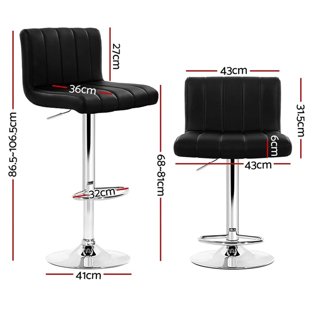 2 Artiss 4x Bar Stools Gas Lift Leather - Black, 2 of 5