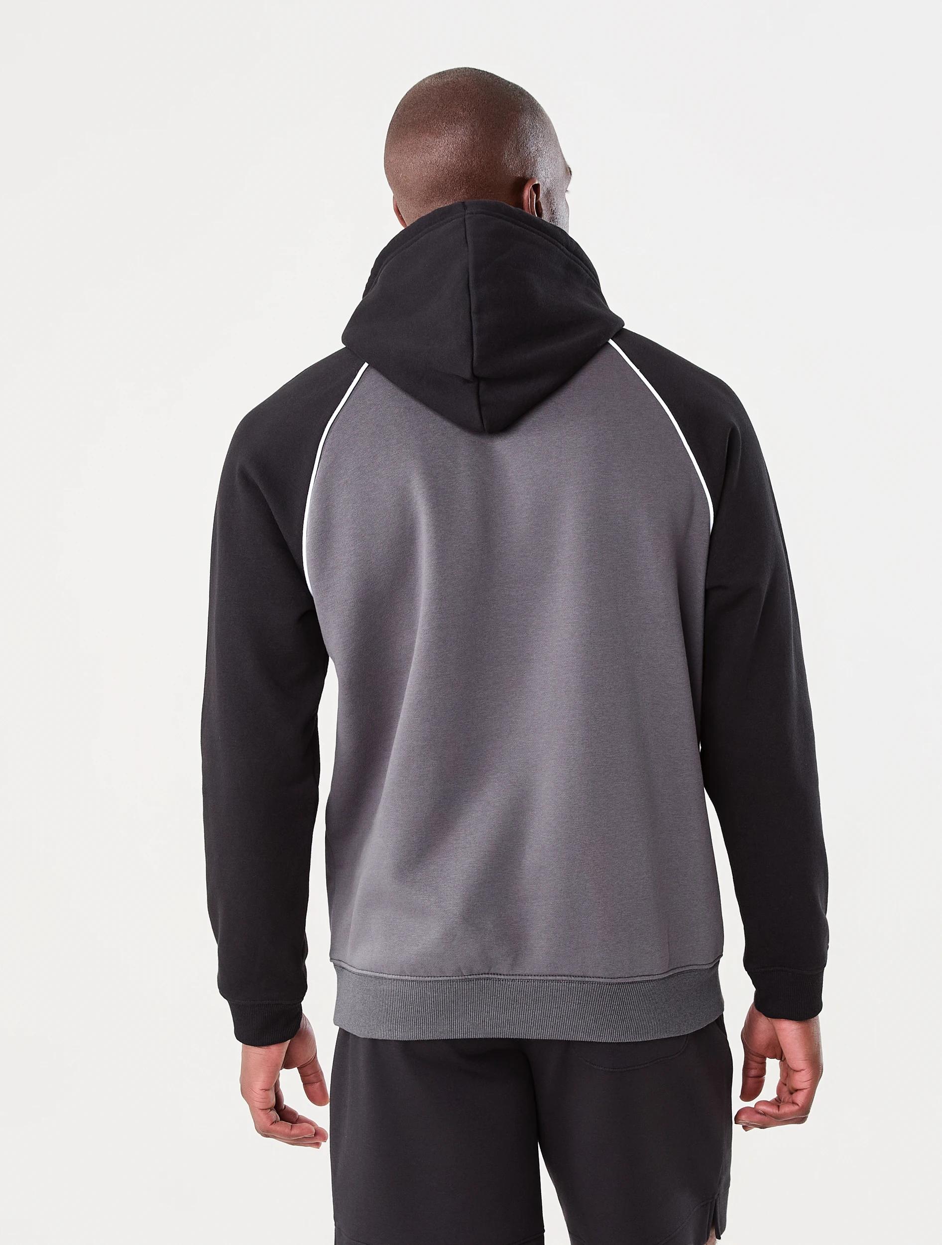 3 Active Mens Raglan Hoodie Black/grey, 3 of 6