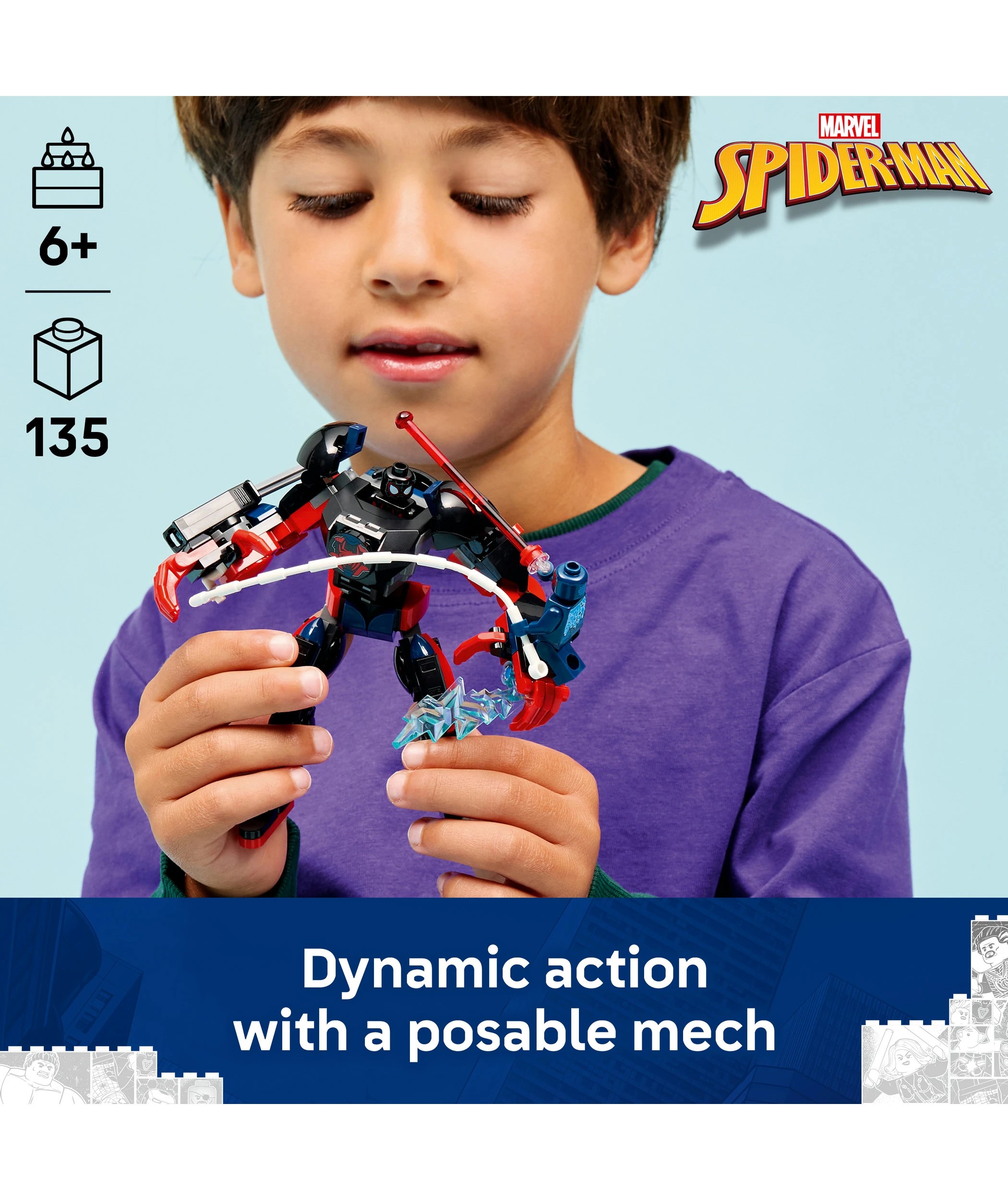 3 LEGO Super Heroes Miles Morales Mech vs. Spider-Man 2099 76337, 3 of 10