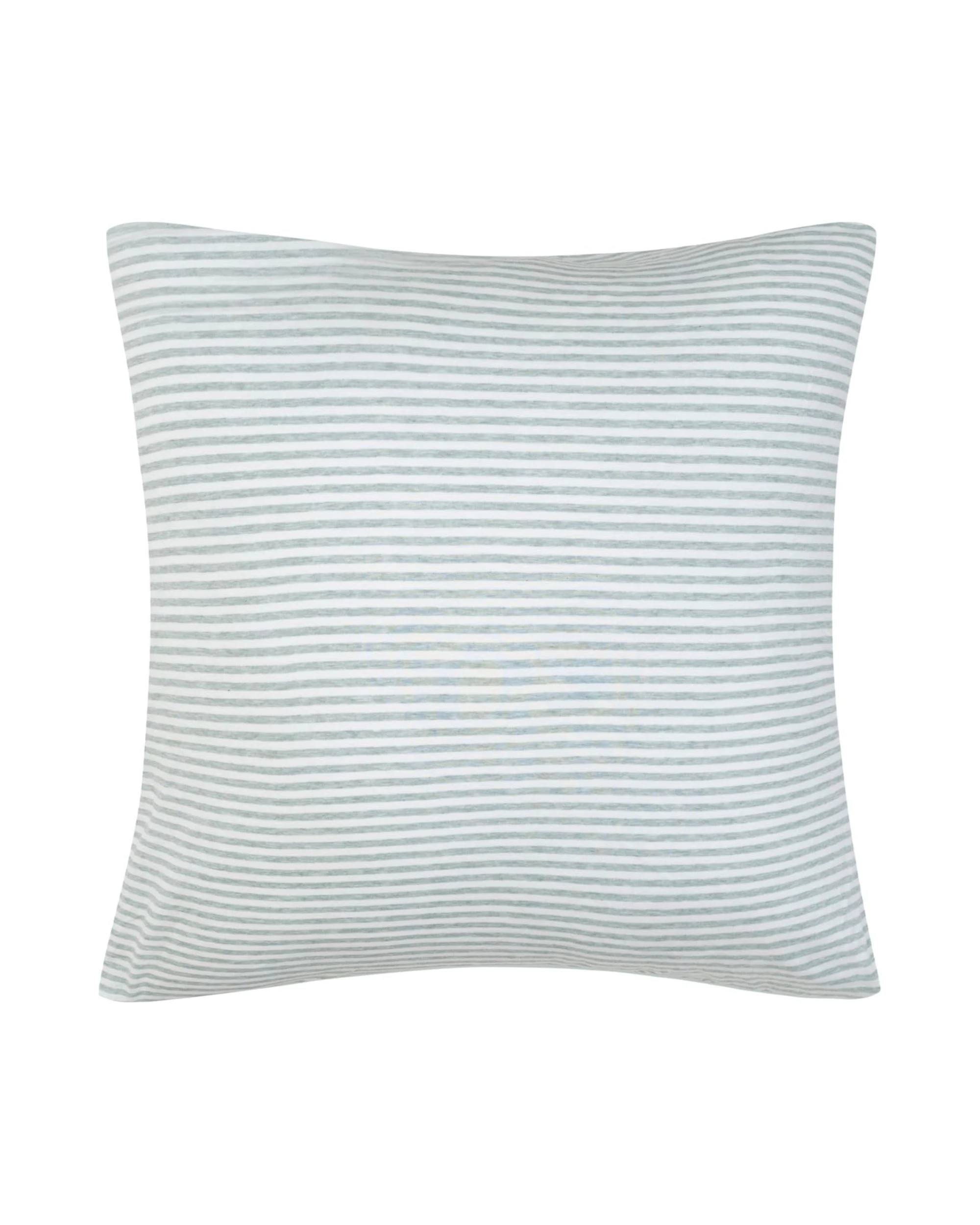 1 Gioia Casa Jersey Cotton European Pillowcase Soft Breathable Stretchy - Sage Stripe, 1 of 3