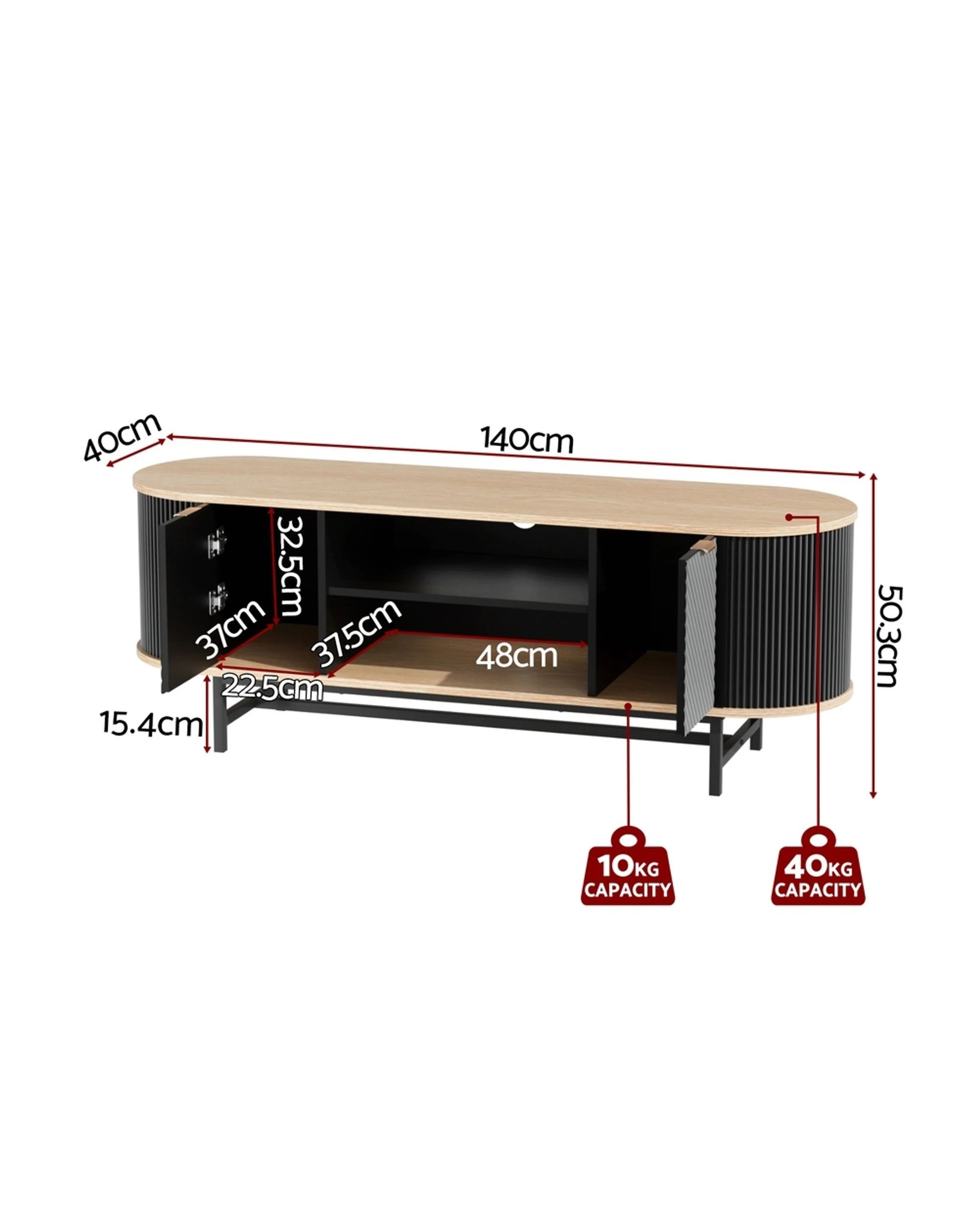 2 Artiss TV Unit Entertainment Unit Storage Cabinet Black - Multi, 2 of 10