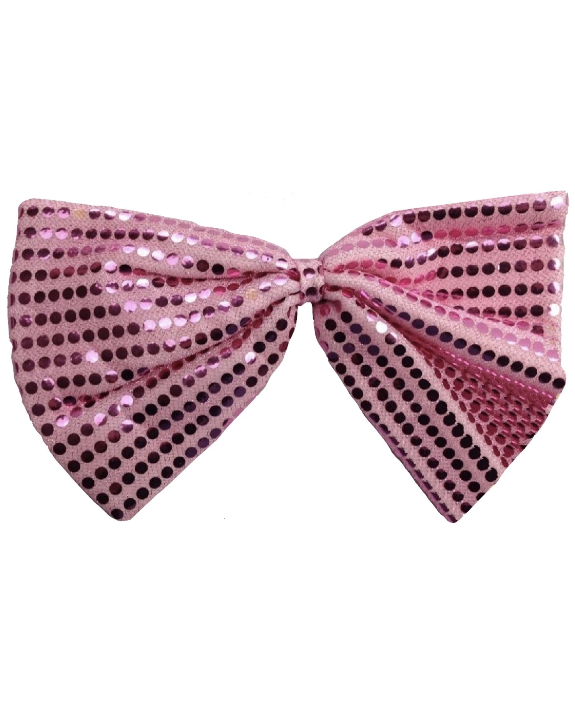 1 BR Costumes LARGE BOW TIE Sequin Polka Dots Bowtie Big King Size Party Costume Light Pink - One Size - Pink, 1 of 1