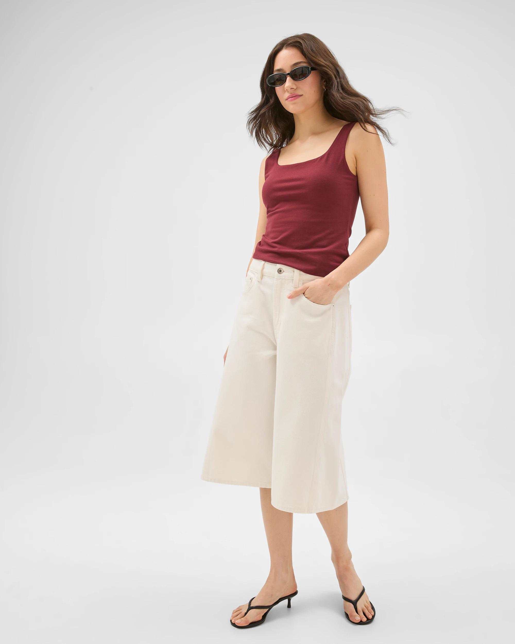 4 Lily Loves Longline Denim Bermuda Shorts ECRU, 4 of 7