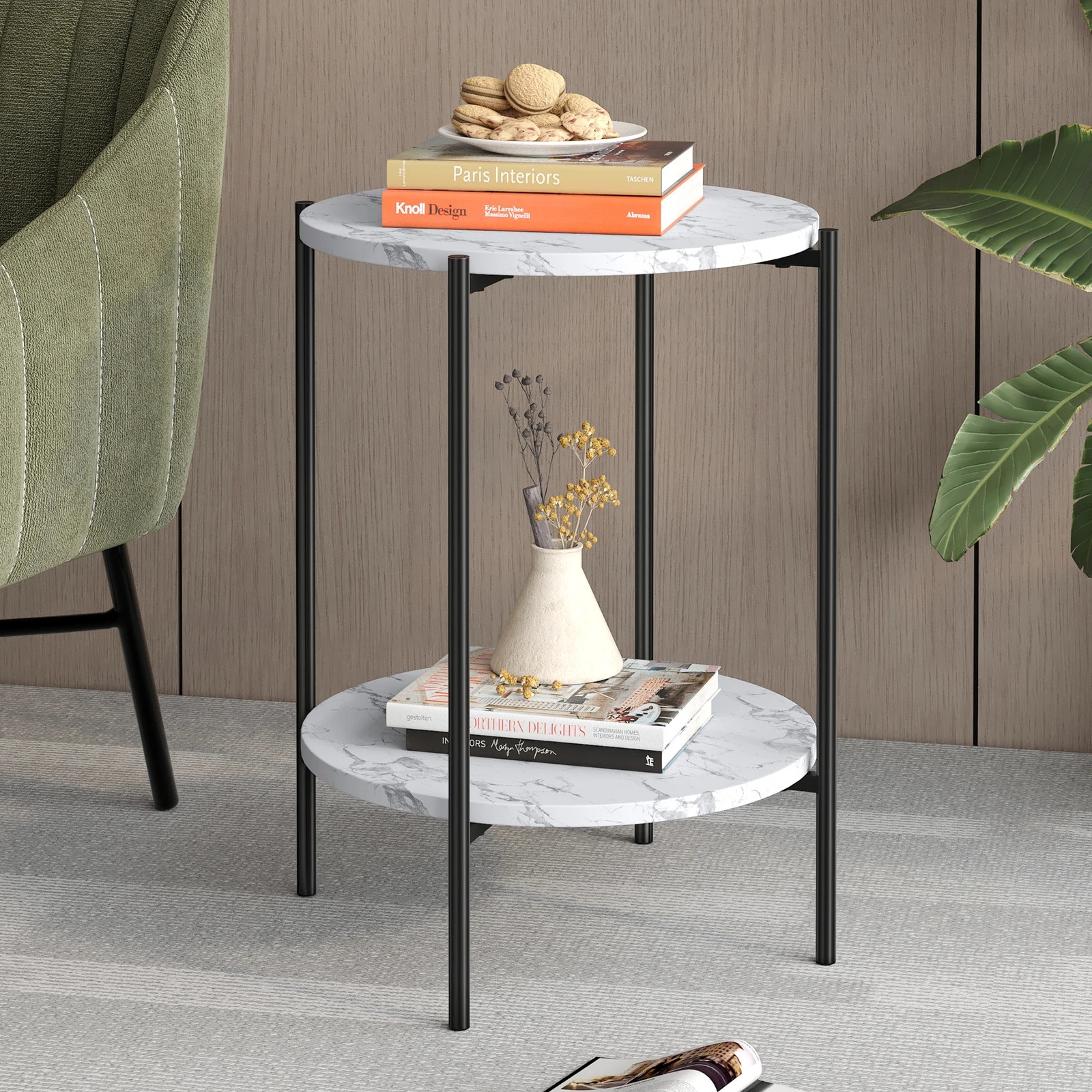 2 Alfordson Side Table Bedside Table Sofa End Nightstand - Black, 2 of 10