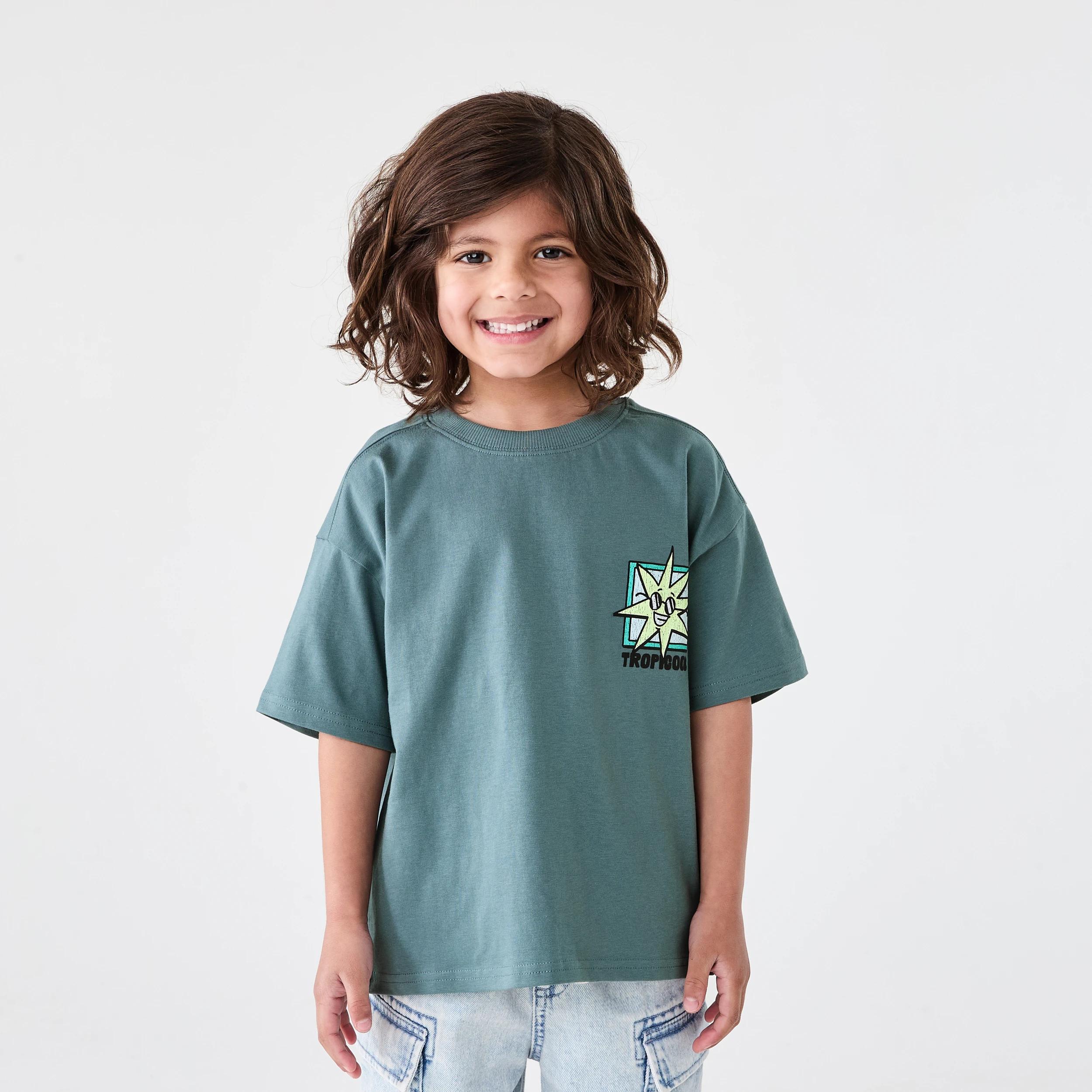 1 Short Sleeve Oversized Print T-shirt Grn Sun, 1 of 7
