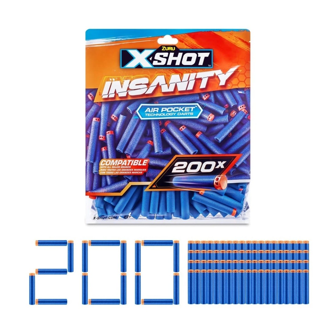 2 200 Piece Zuru X-Shot Insanity Darts Refill Pack, 2 of 8