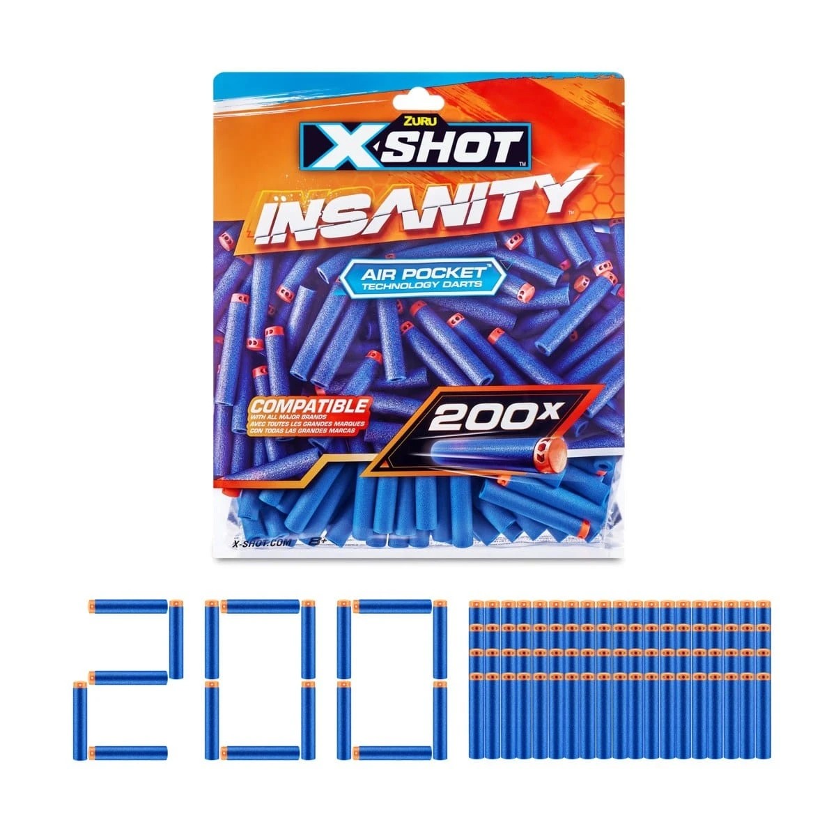 2 200 Piece Zuru X-Shot Insanity Darts Refill Pack, 2 of 8