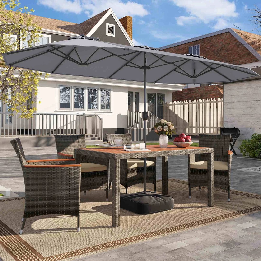 3 Costway Double-sided Patio Umbrella Extra Large Twin Table Umbrella, 3 of 4