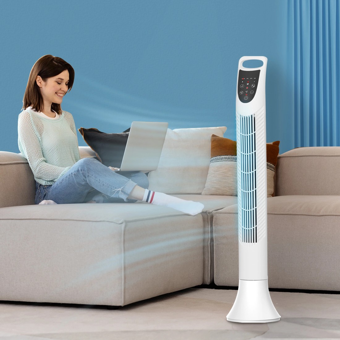 8 Spector Electric Tower Fan Air Cooler Oscillating Timer 3 Speeds Remote Control, 8 of 9