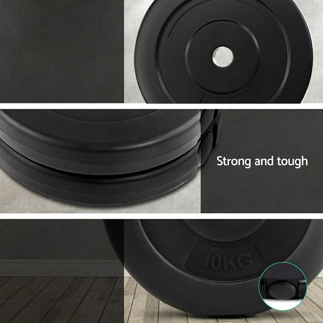 4 Everfit 60kg Barbell Weight Plates Standard Home Gym Press Fitness - Black, 4 of 6