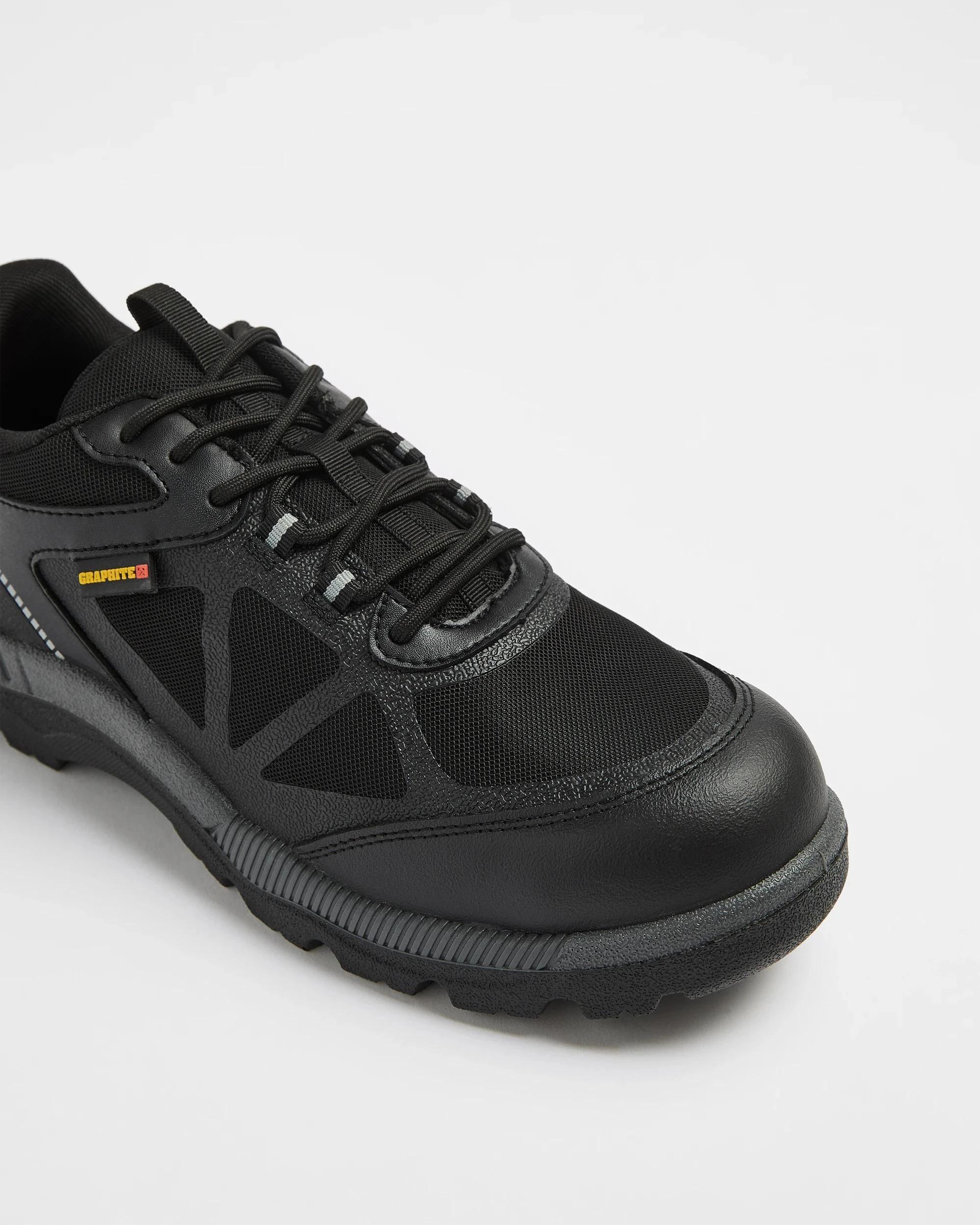 2 Mens Graphite Lace Up Safety Runner BLACK, 2 of 3