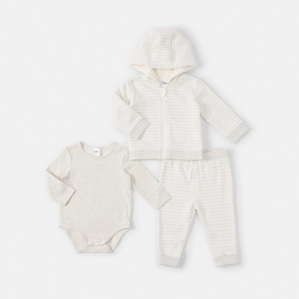 1 3 Piece Tracksuit Set Wht Marle, 1 of 8