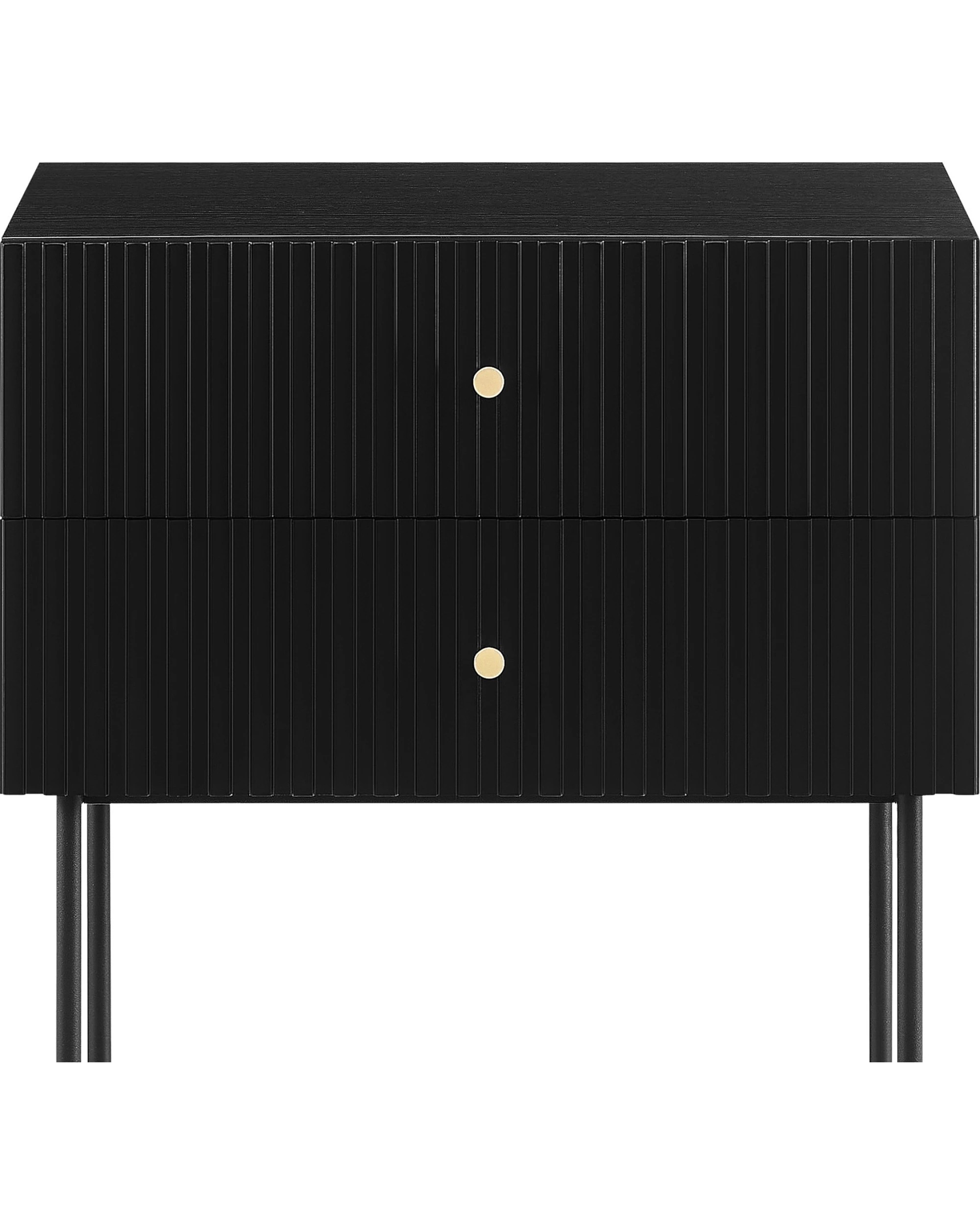 2 Sarantino Arden Fluted 2-Drawer Bedside Table Night Stand - Black, 2 of 5