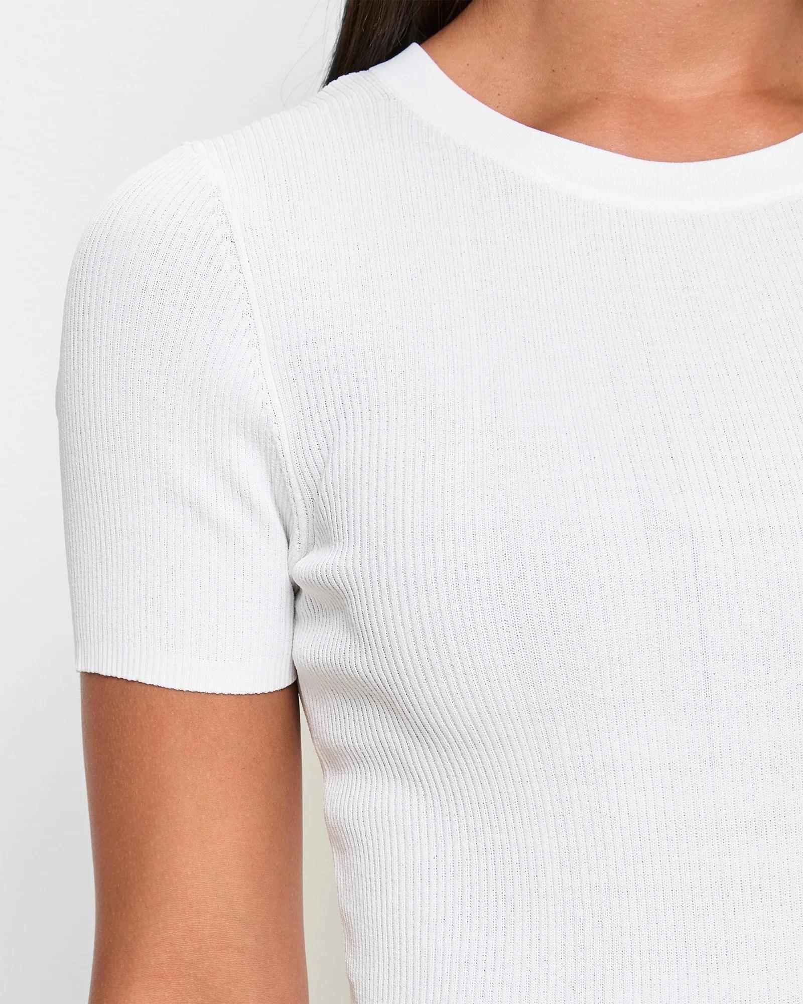 5 Ultimate Ribbed Knit T-Shirt - Preview CLOUD DANCER, 5 of 5