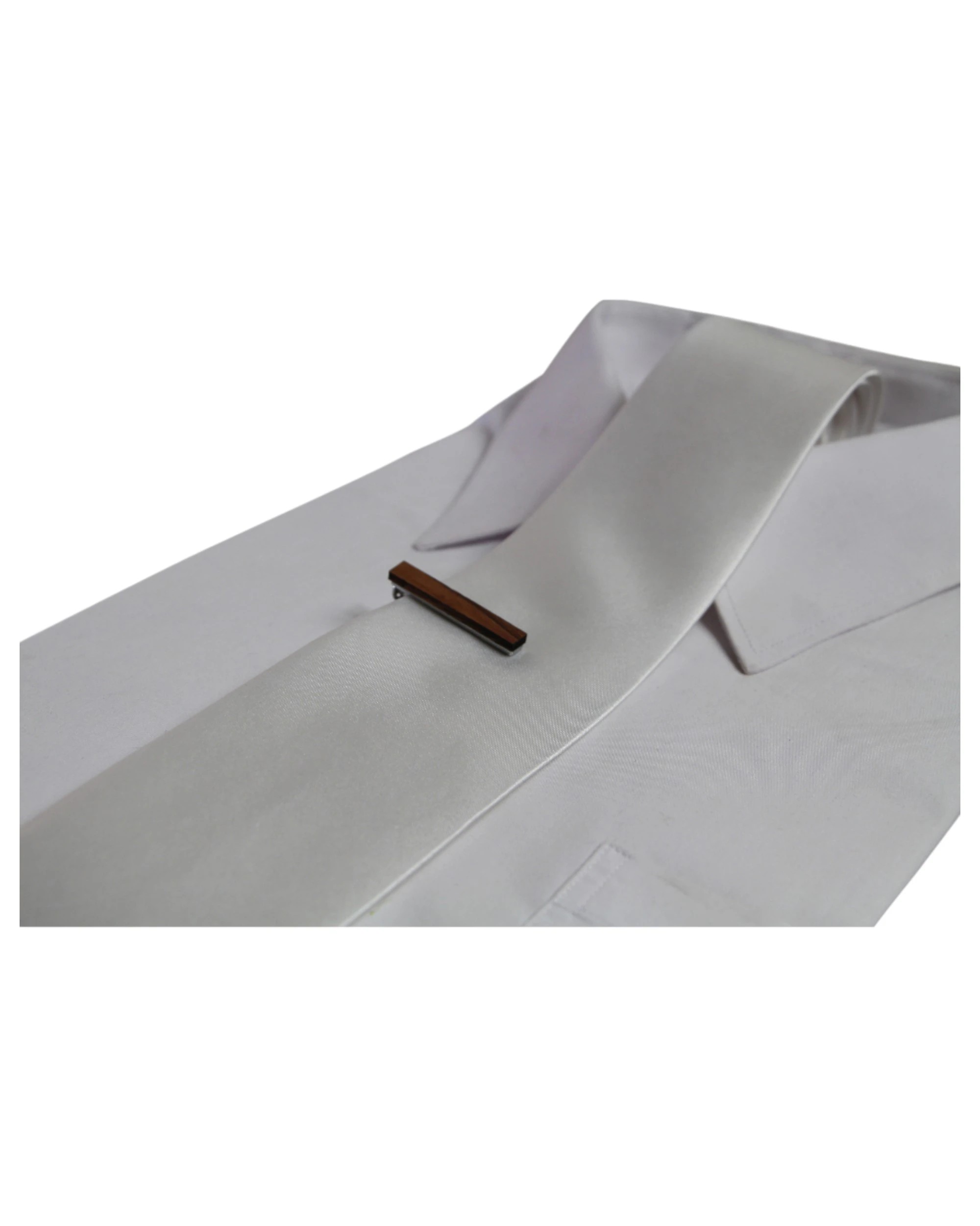 2 Zasel Mens Light Brown Wooden Tie Clip Clasp - Brown, 2 of 3
