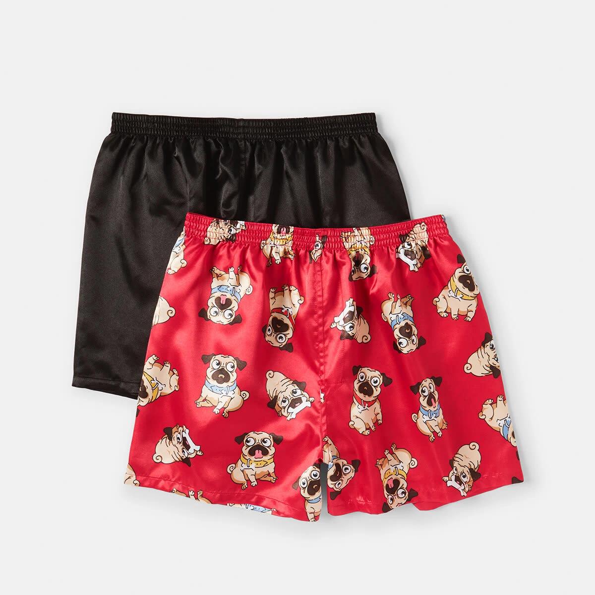1 2 Pack Satin Boxers Pug Life, 1 of 7