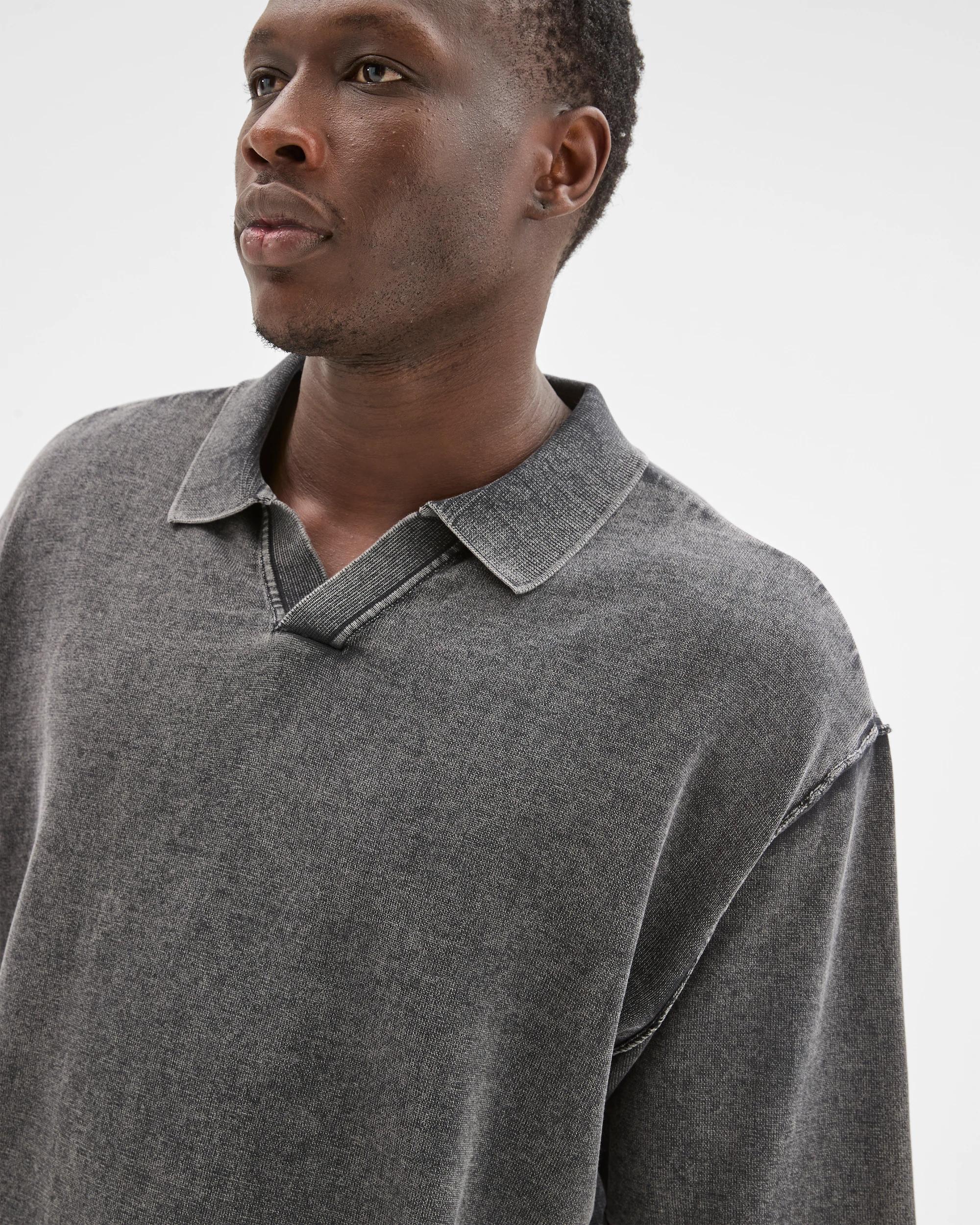 5 Commons Australian Cotton Knit Polo Top WORN BLACK, 5 of 6