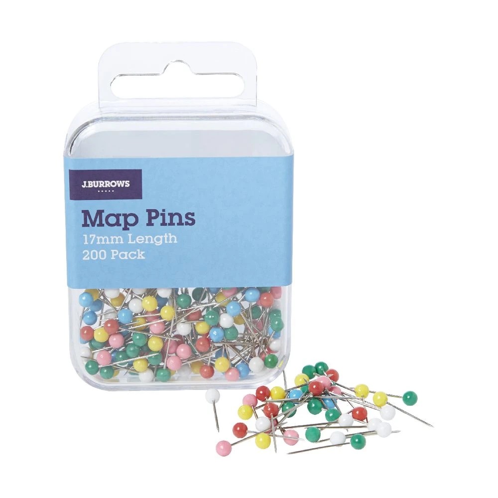 2 J.Burrows Map Pins Assorted 200 Pack, 2 of 3