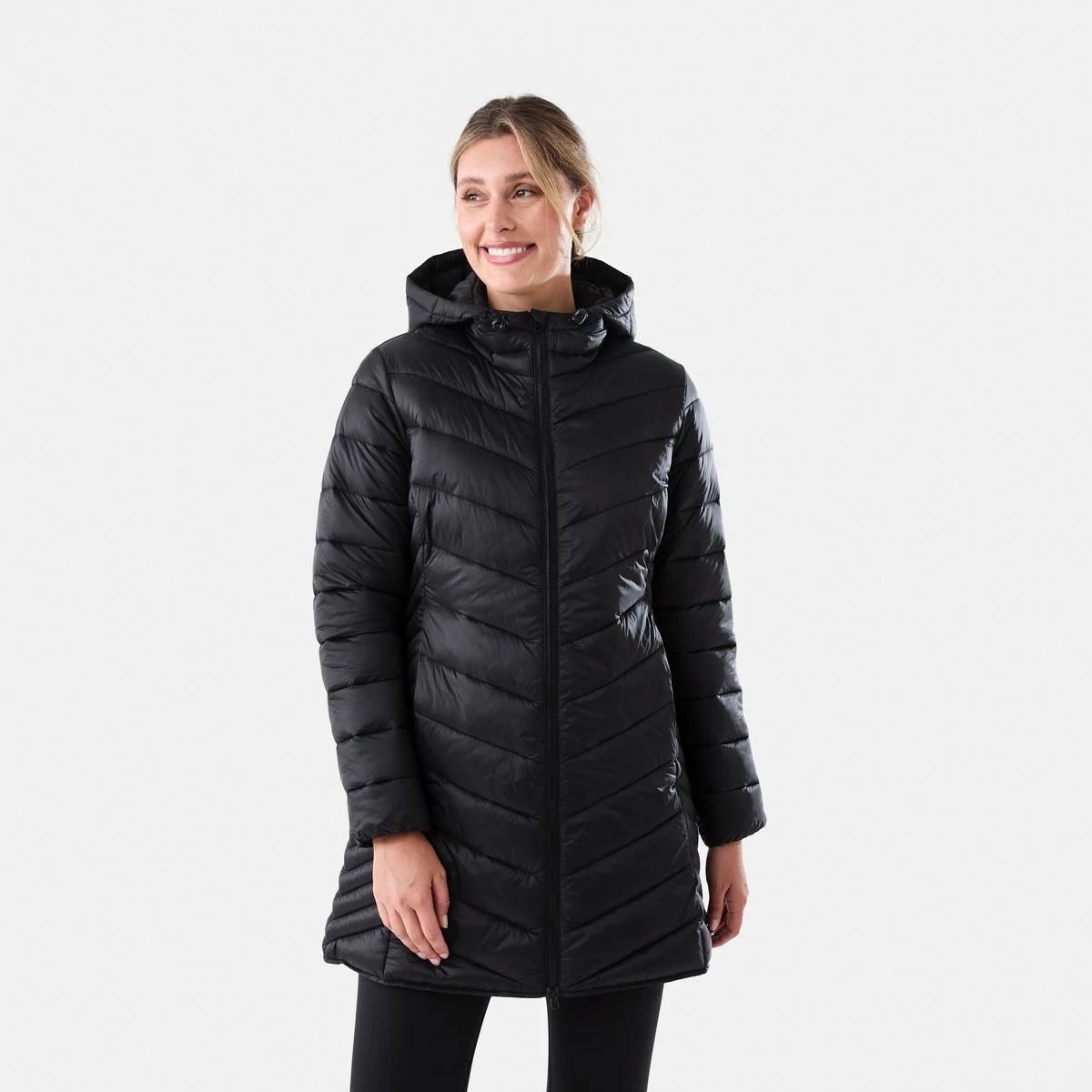 2 Active Womens Longline Packable Puffer Jacket Black, 2 of 7