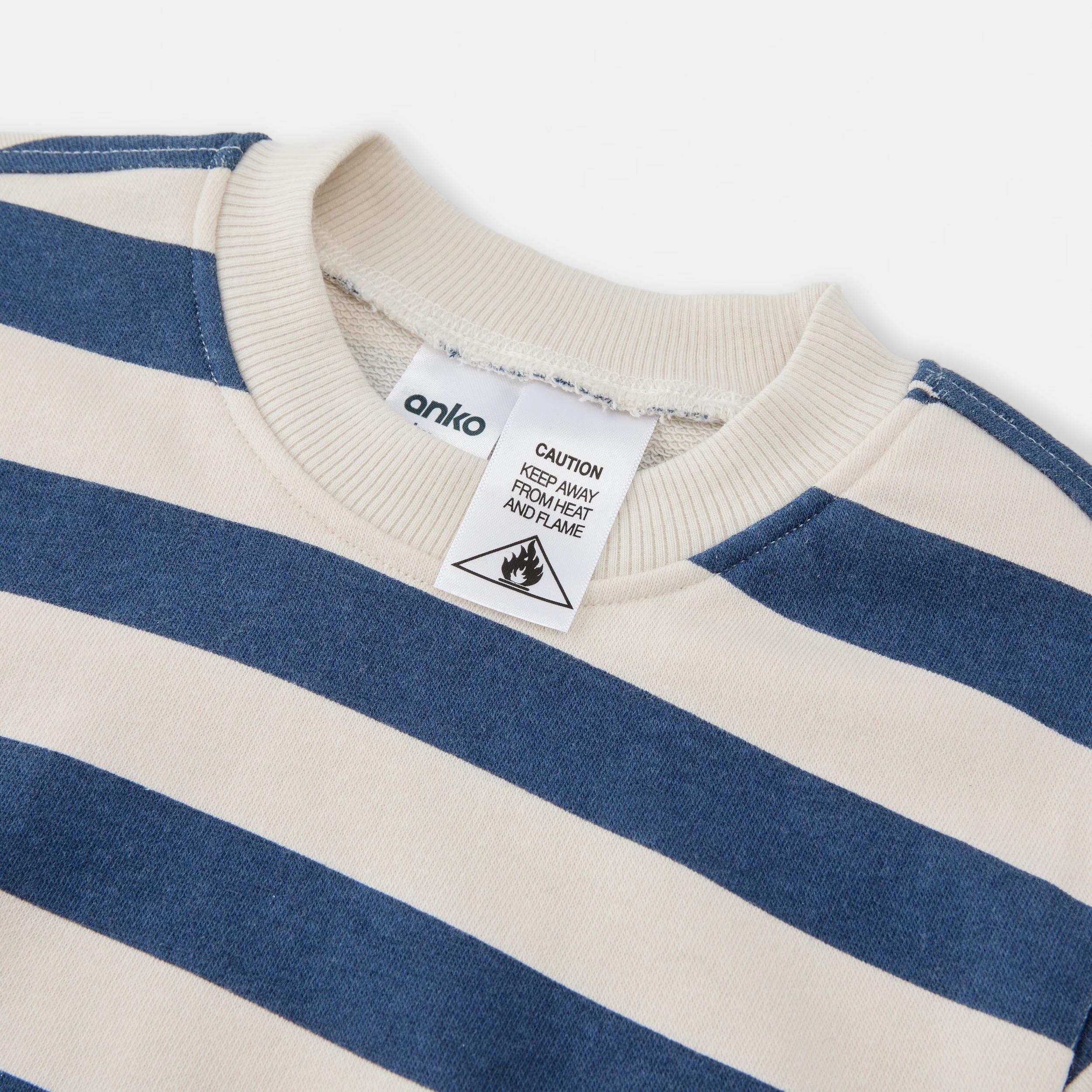 4 Short Sleeve Terry Bodysuit MUTED NAVY STRIPE, 4 of 5