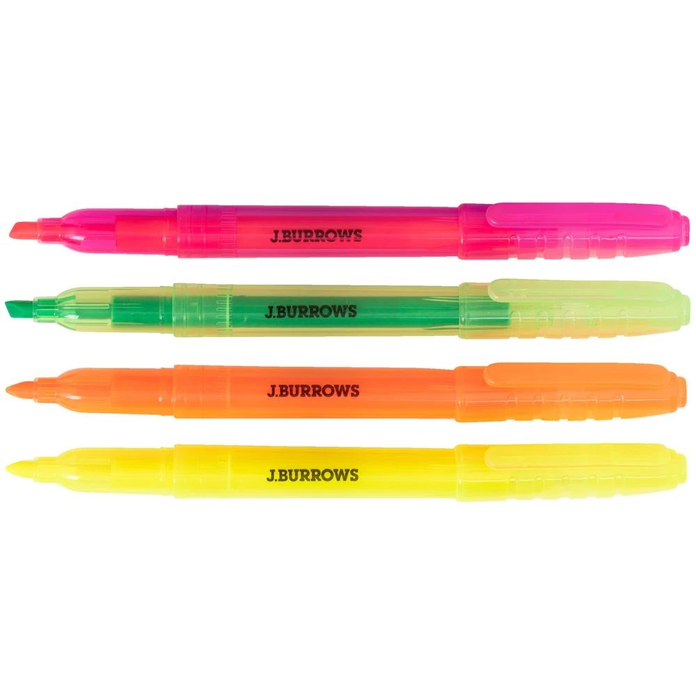 3 J.Burrows Pen Style Highlighters Assorted 4 Pack, 3 of 3
