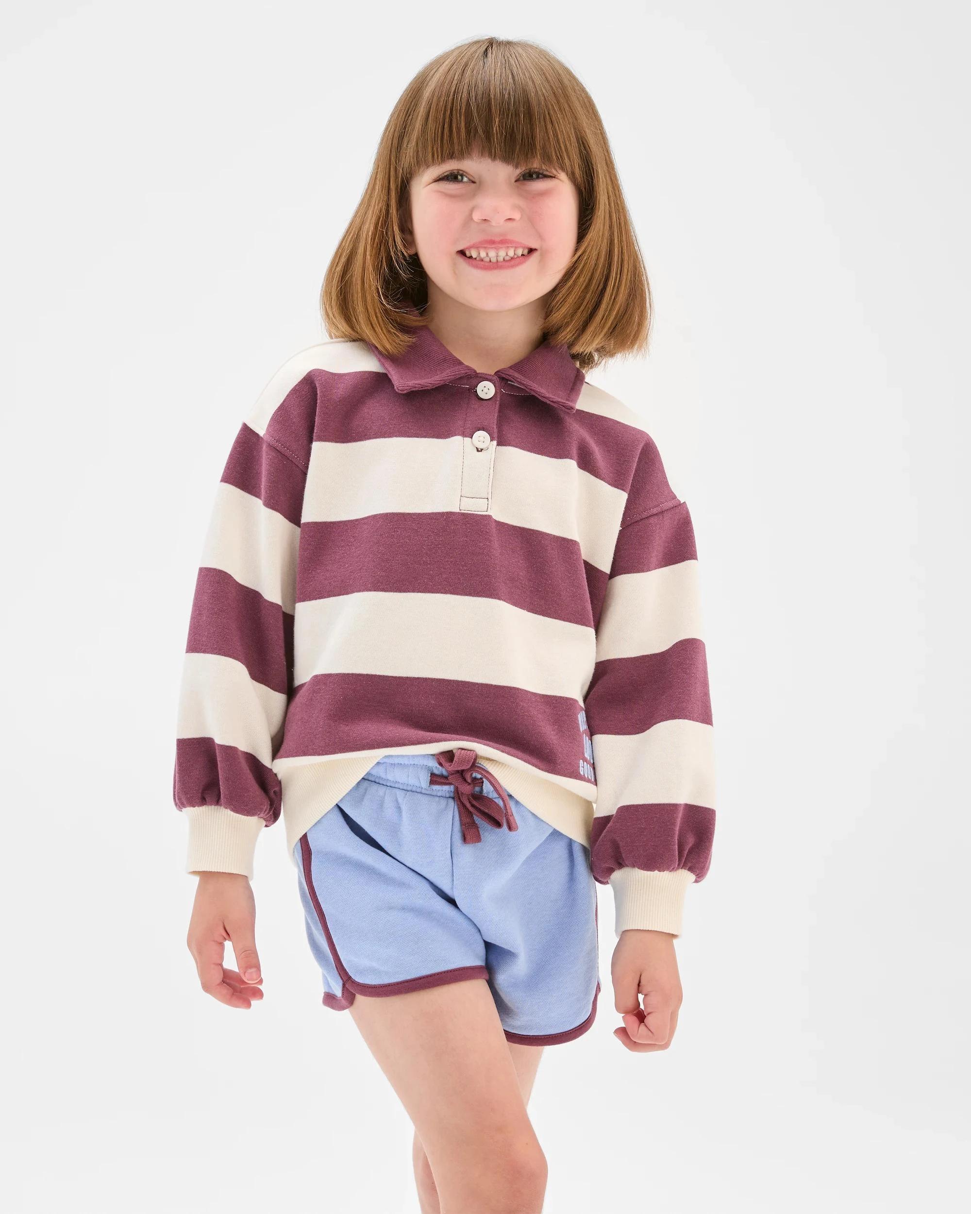 1 Target Australian Cotton Blend Fleece Top and Short 2 Piece Set PURPLE/BLUE STRIPE, 1 of 6