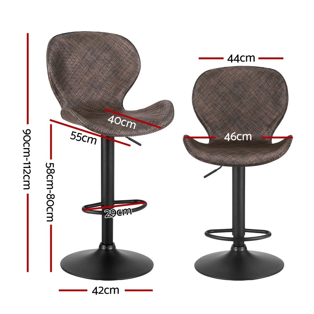2 Artiss 4x Bar Stools Kitchen Swivel Gas Lift Counter Chair Wing PE Rattan - Brown, 2 of 6
