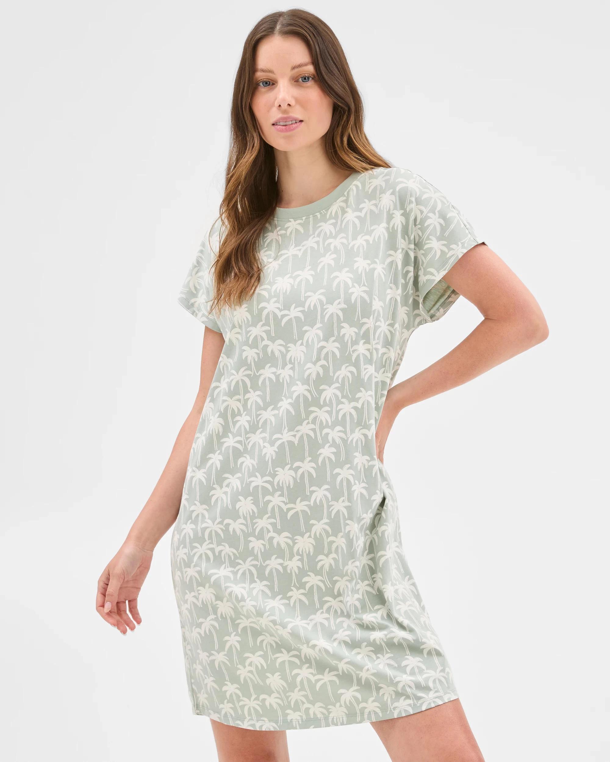 1 Target Woman Australian Cotton Blend T-Shirt Nightie PALM, 1 of 5