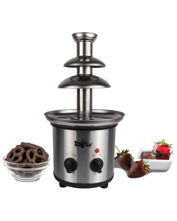 Total Chef 3 Tier Chocolate Fountain, Huge 680 g Capacity, Adjustable Temperature Electric Chocolate Fondue Ma - Silver