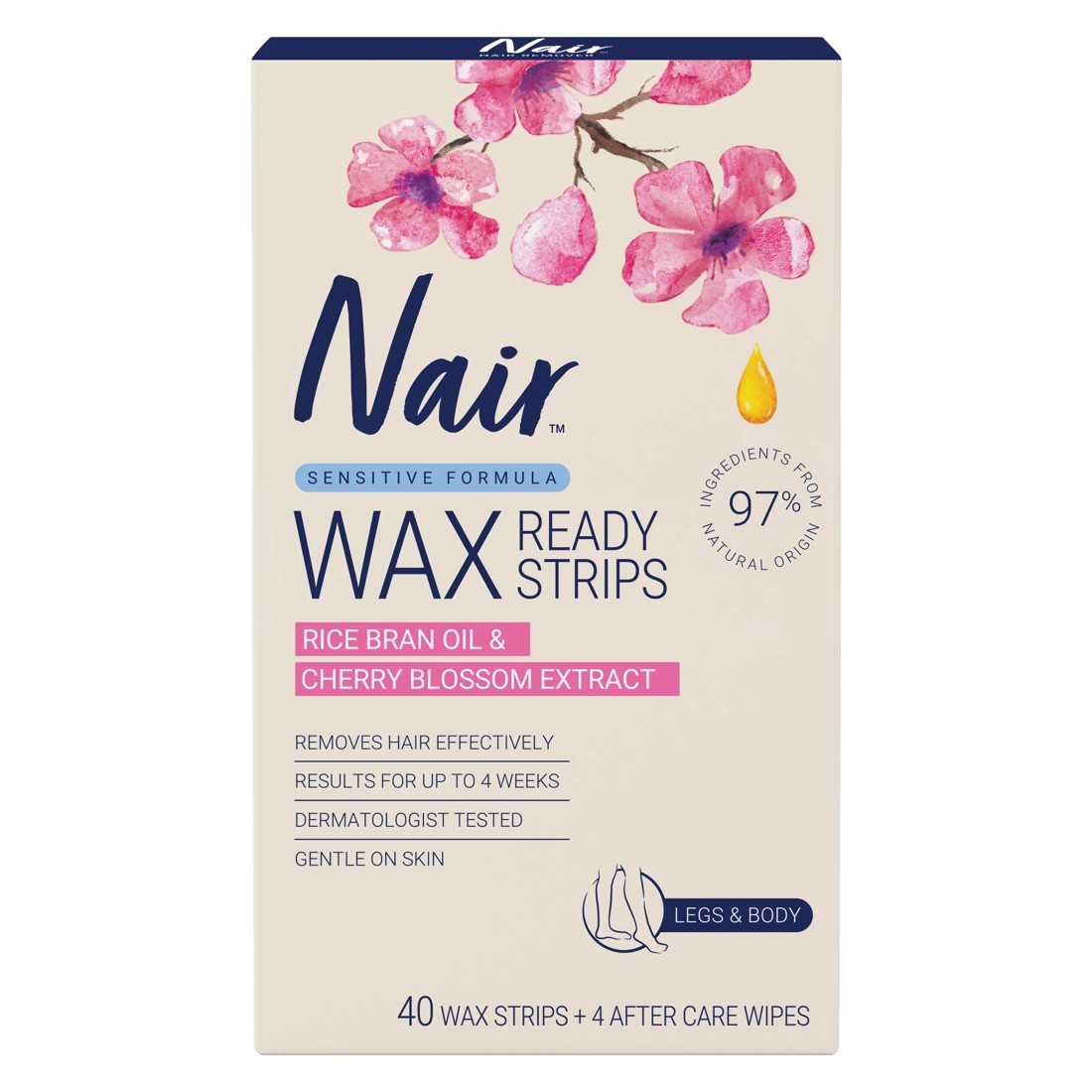 1 40 Pack Nair Large Wax Strips Sensitive Formula, 1 of 10