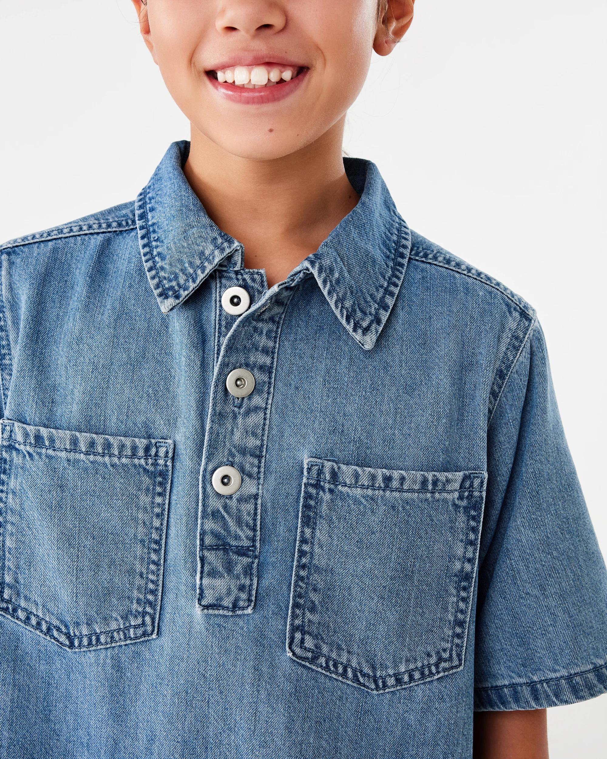 4 Denim Shirt Dress Mid Denim, 4 of 7